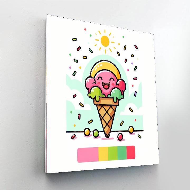 Happy Ice Cream Cone Painting By Numbers Kit