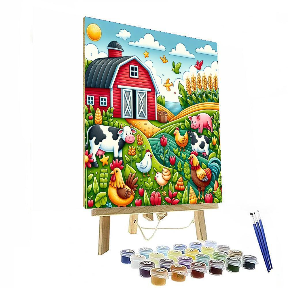 Lively Animal Farm Paint By Numbers Art