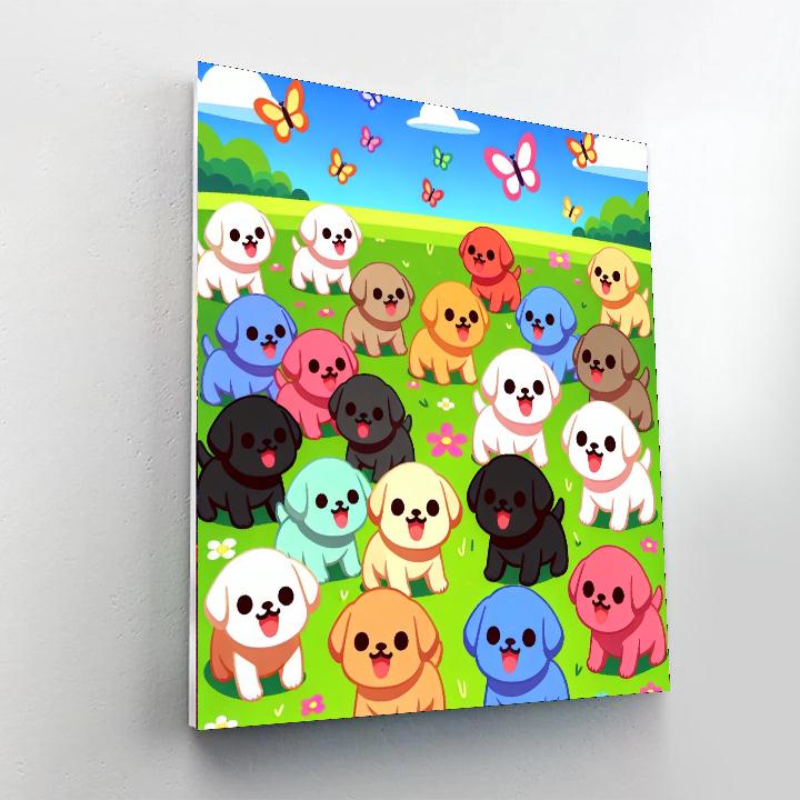 Adorable Pups In The Park Paint By Numbers Art