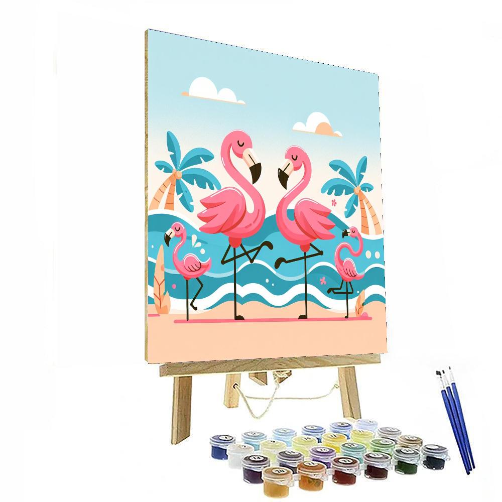 Frolicking Flamingos Fiesta Painting By Numbers Kit