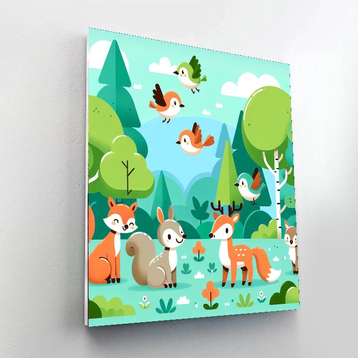 Forest Animal Frolic Number Painting