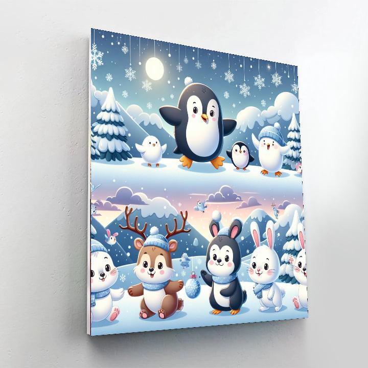Whimsical Winter Animals Paint By Numbers Art