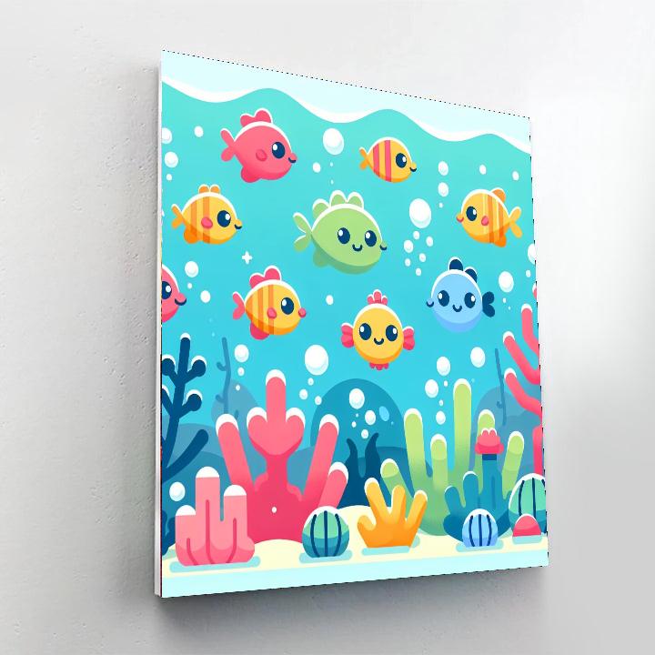 Lively Fish Parade Paint By Numbers Art