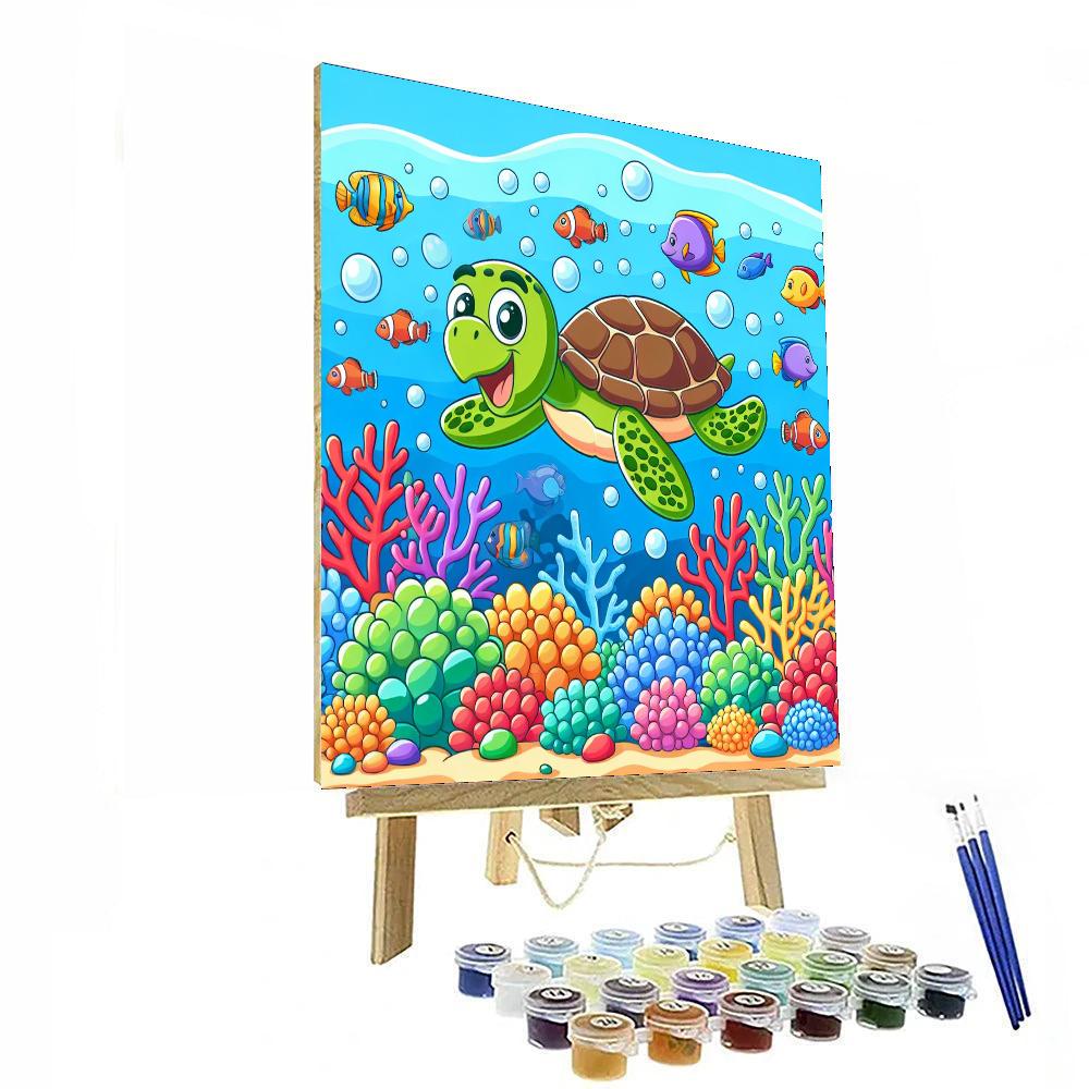 Sporty Turtle Number Painting