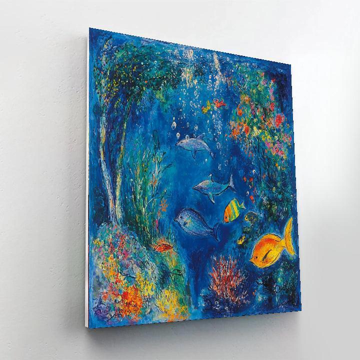 Marc Chagall Inspired Whimsical Underwater Dreams  Number Painting