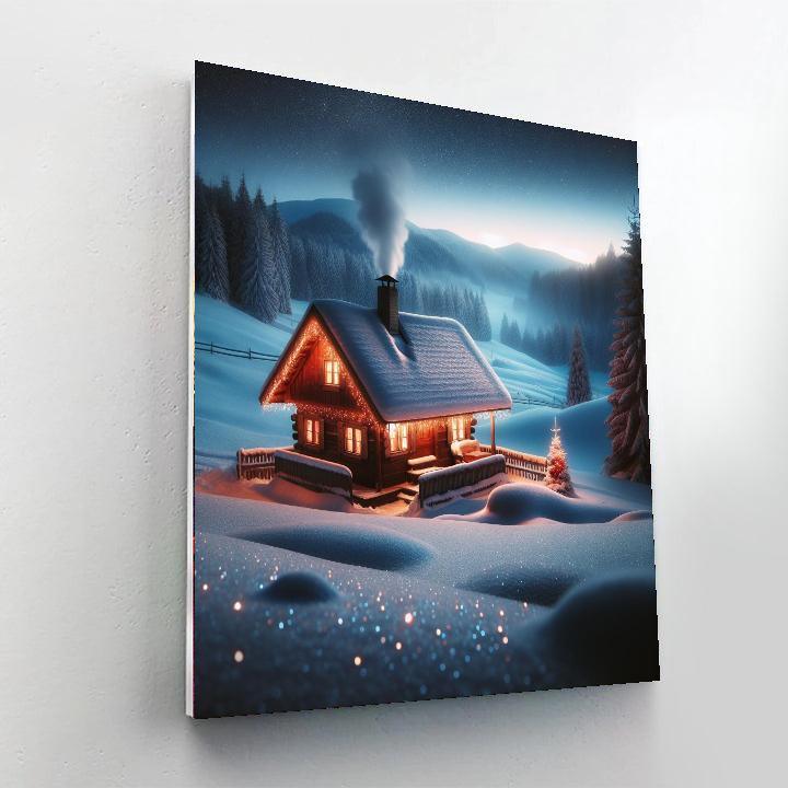 Serenity Of A Winter Cabin Painting Number Kit