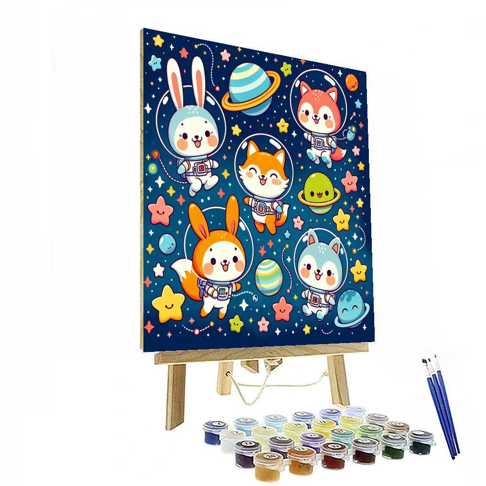 Cute Critters In Space Paint By Number