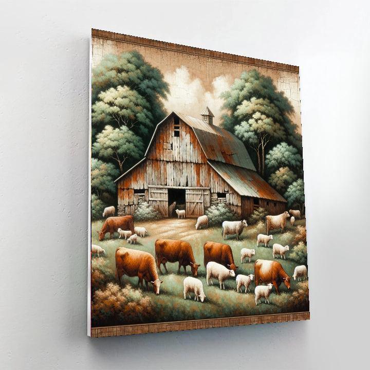 Rustic Barn And Farm Animals Paint By Color