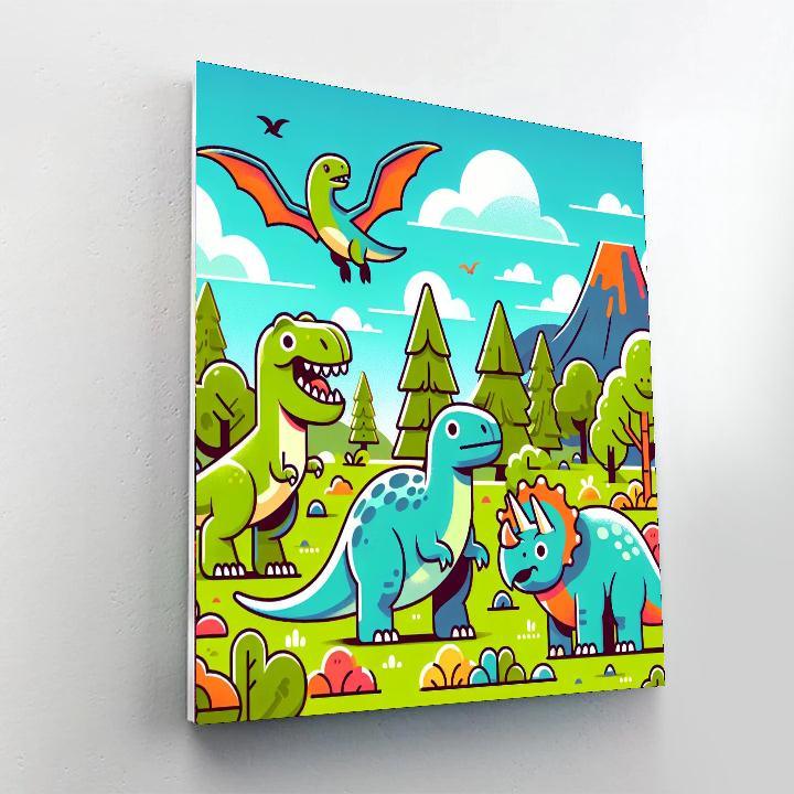 Ancient Dinosaur Expedition Number Painting