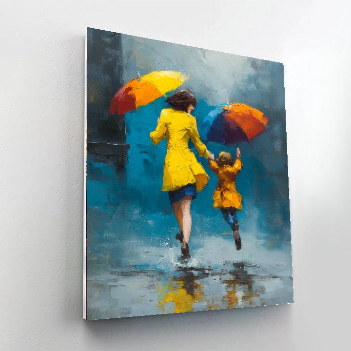 Dancing With Mom In The Rain Painting Number Kit