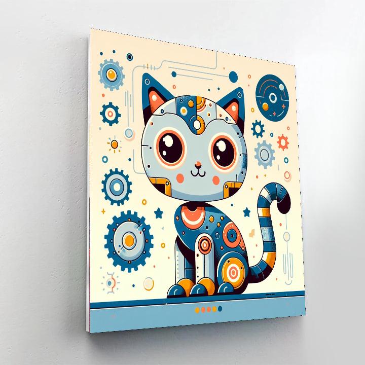 Curious Robot Cat Painting By Numbers Kit