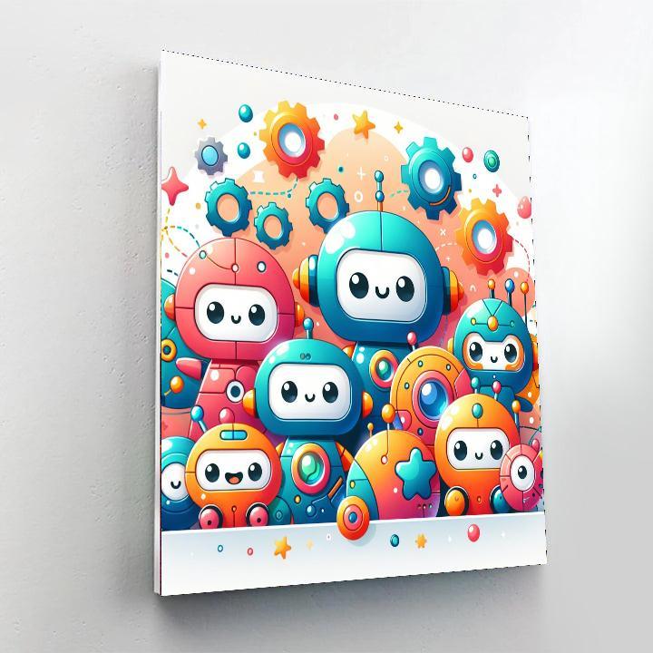 Robot Friends Adventure Paint By Numbers Art