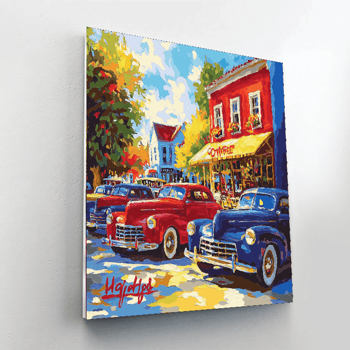 Henri Matisse Inspired Vintage Cars And Coffee  Paint By Numbers