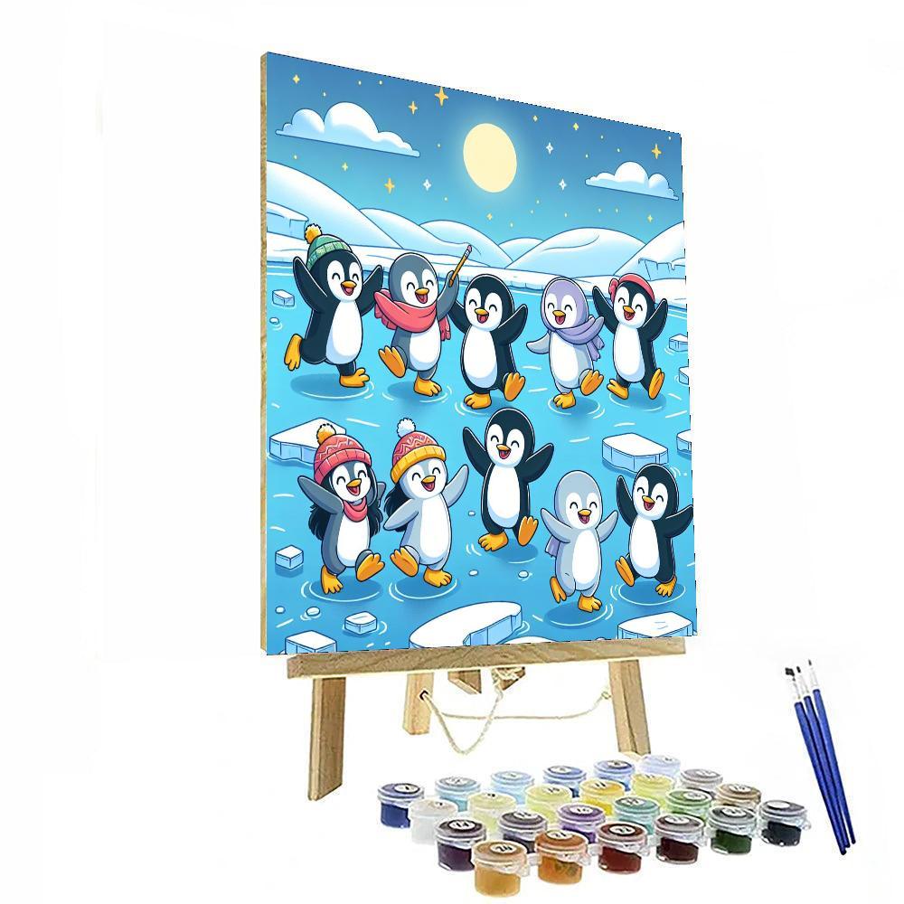 Moonlit Penguin Party Painting By Numbers Kit