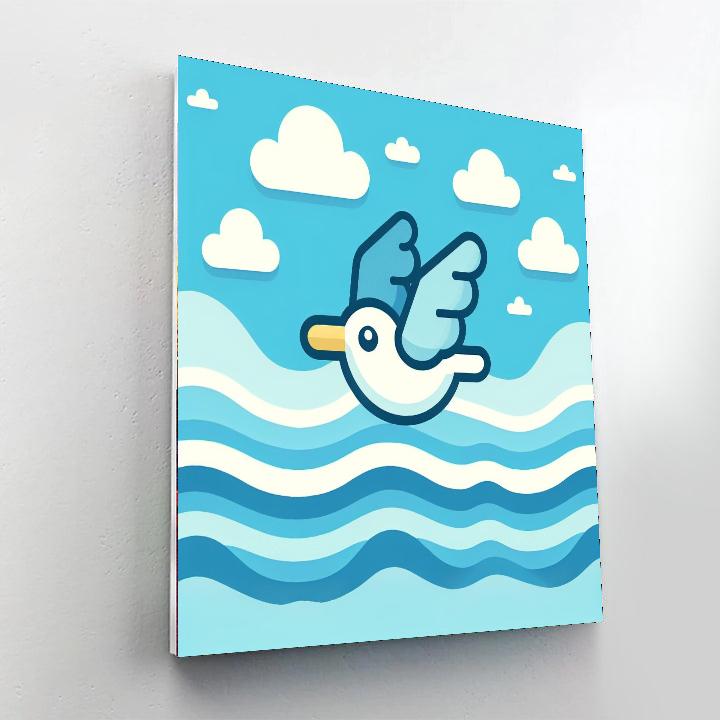 Spirited Seagull Soar Painting Number Kit