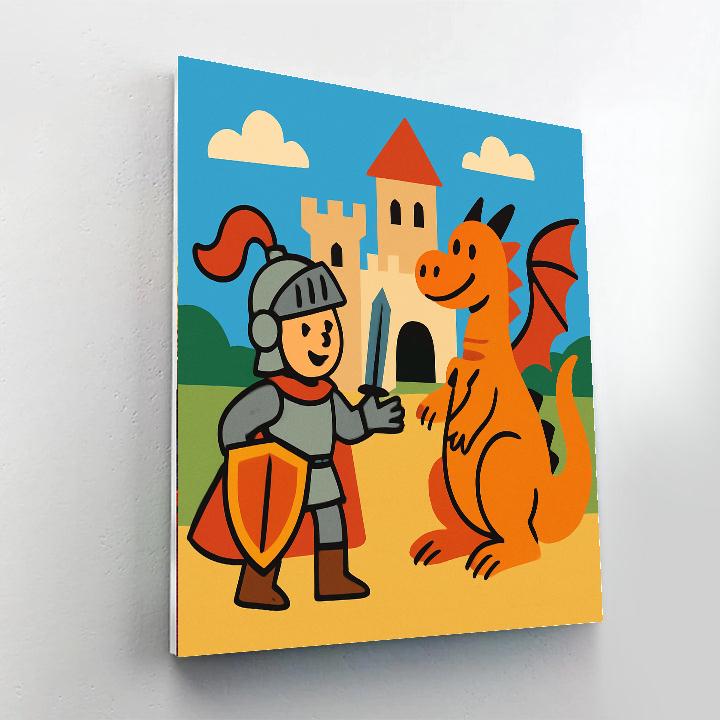Courageous Knight's Dragon Encounter DIY Paint By Numbers