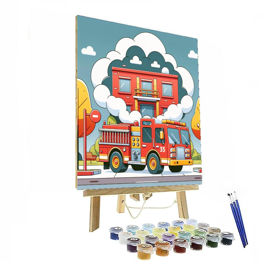 Fancy Firetruck Number Painting
