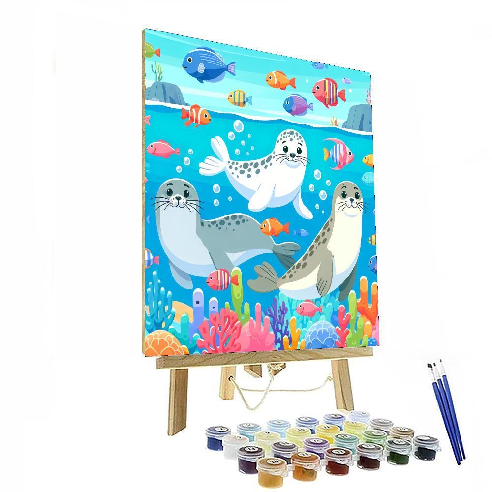 Happy Adventure Seals Paint By Numbers Art