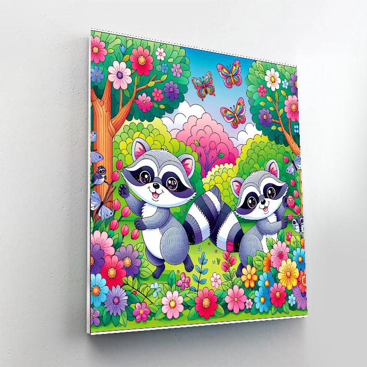 Charming Raccoons Painting Number Kit