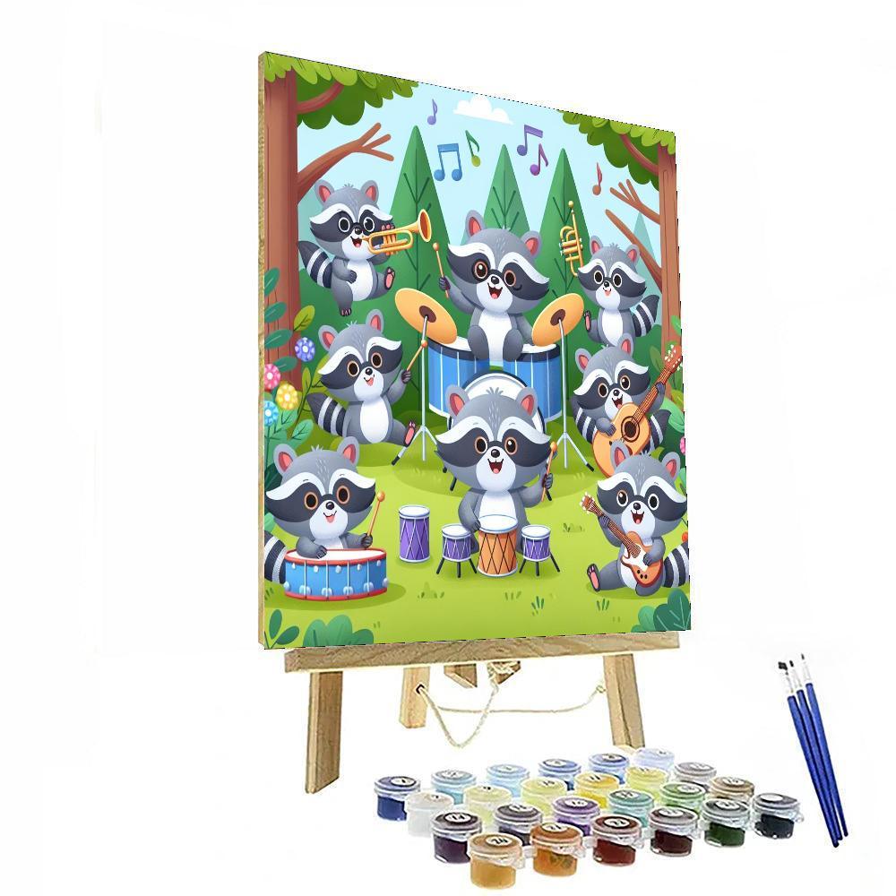 Silly Raccoon Band Paint By Numbers Art