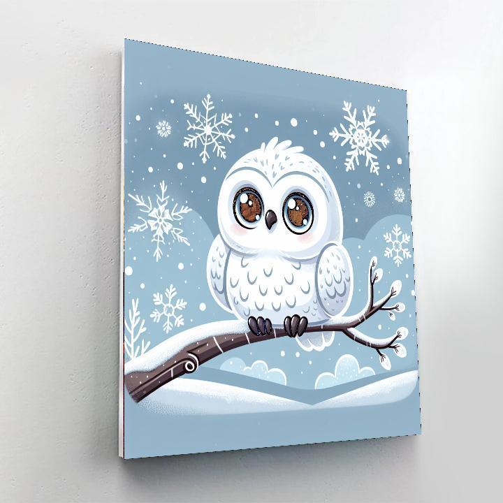 Charming Snowy Owl Painting By Numbers Kit