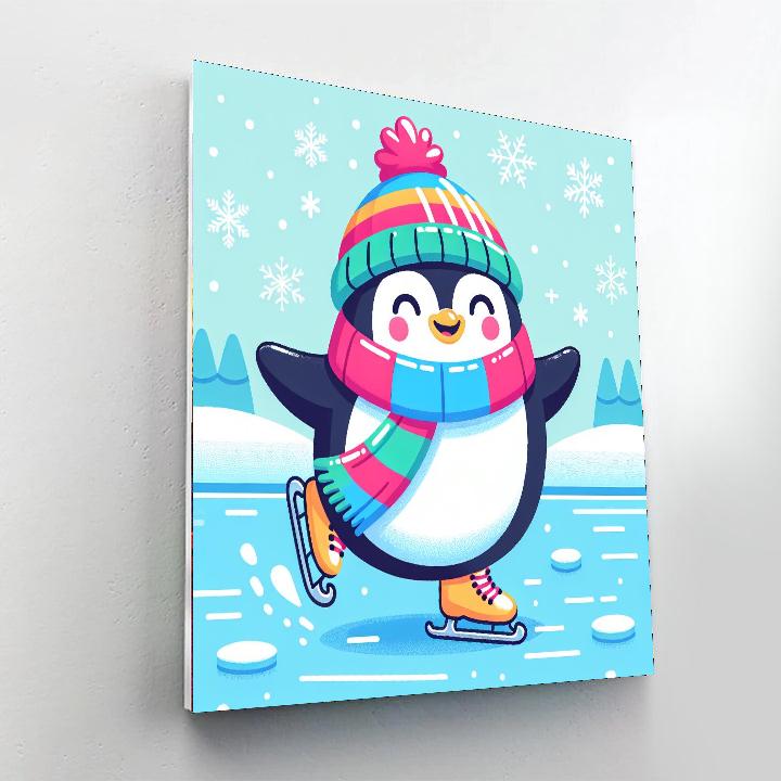 Joyful Skating Penguin Numbered Painting Kits
