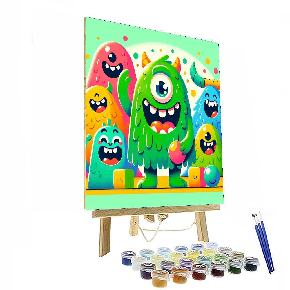 Friendly Monster Land Paint By Numbers Art