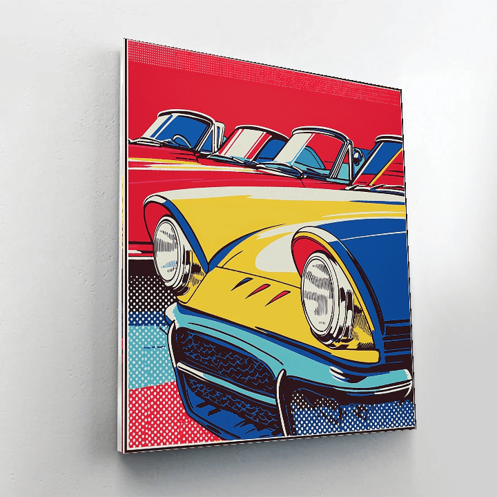 Lichtenstein Inspired Retro Vehicles  DIY Paint By Numbers