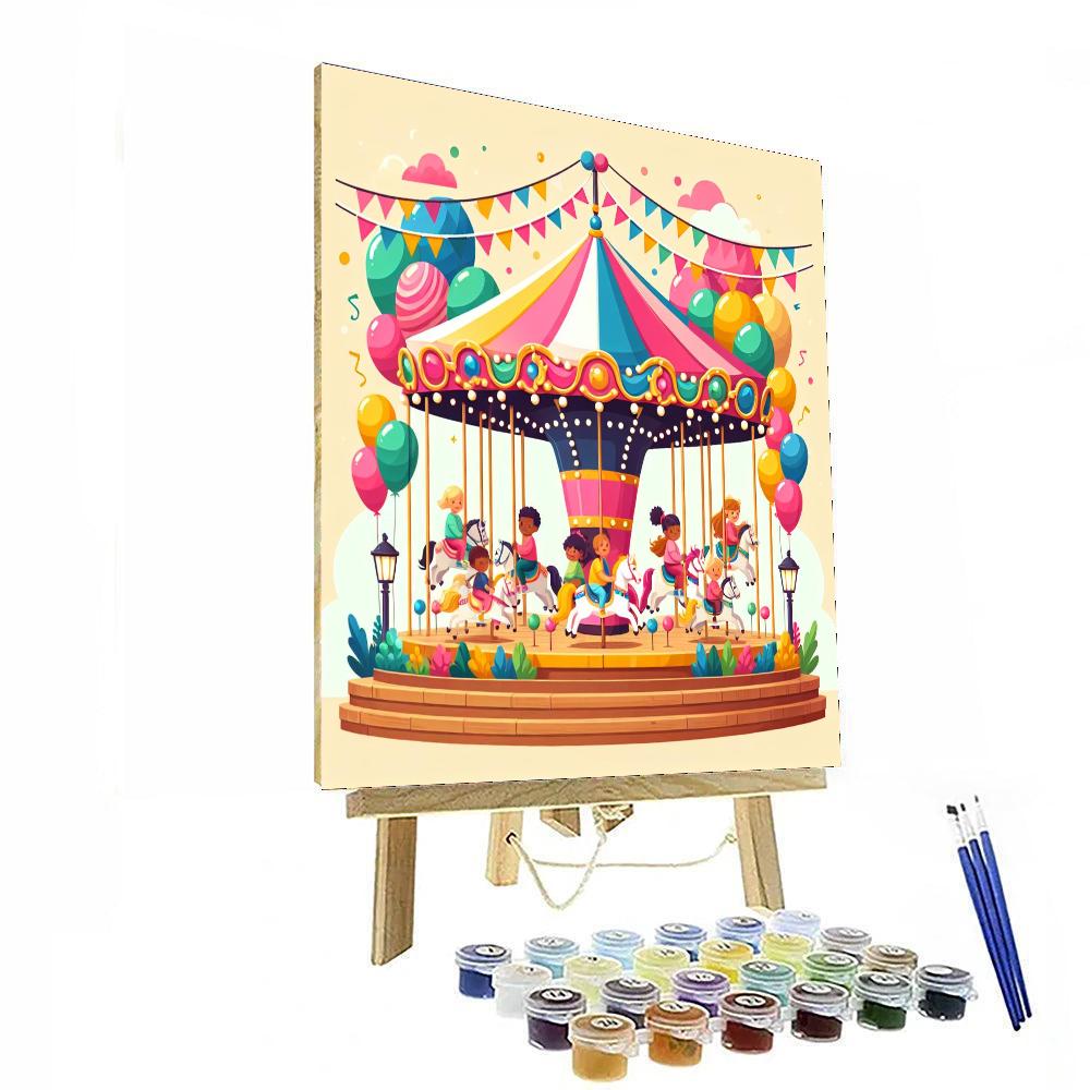 Cheerful Carousel Whirl Painting By Numbers Kit