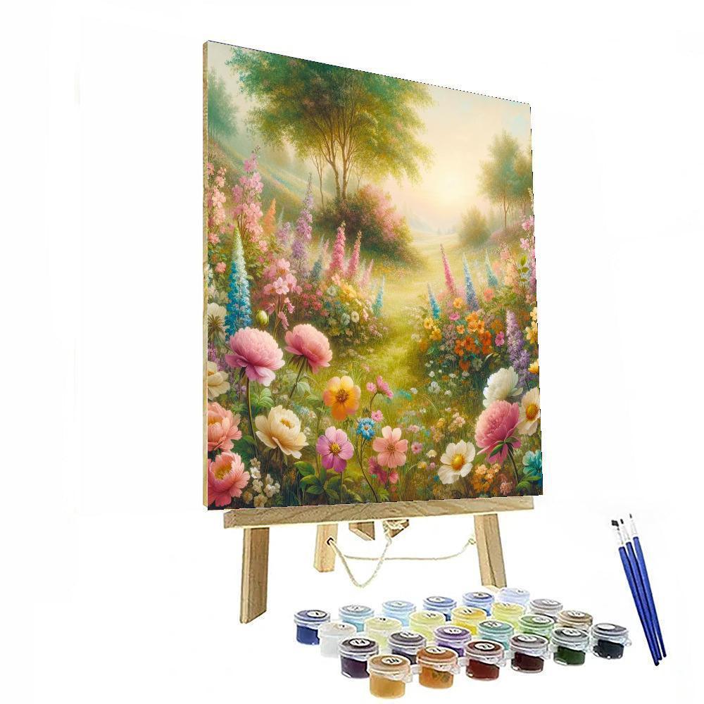 Vintage Flower Meadow Numbered Painting Kits