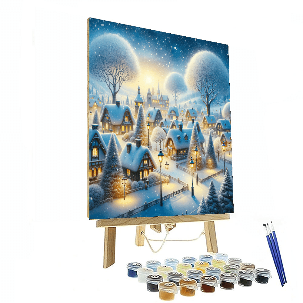 Glistening Snowy Village Paint By Color