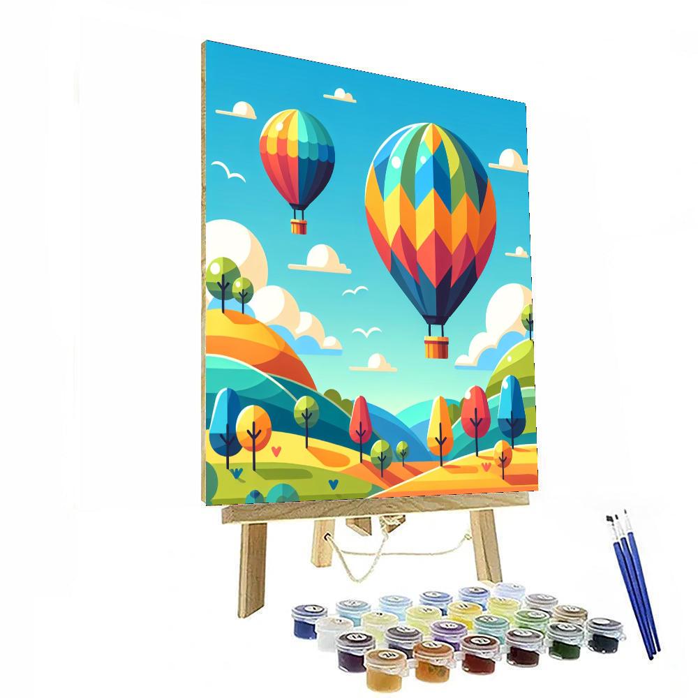 Adventurous Air Balloon Ride Number Painting