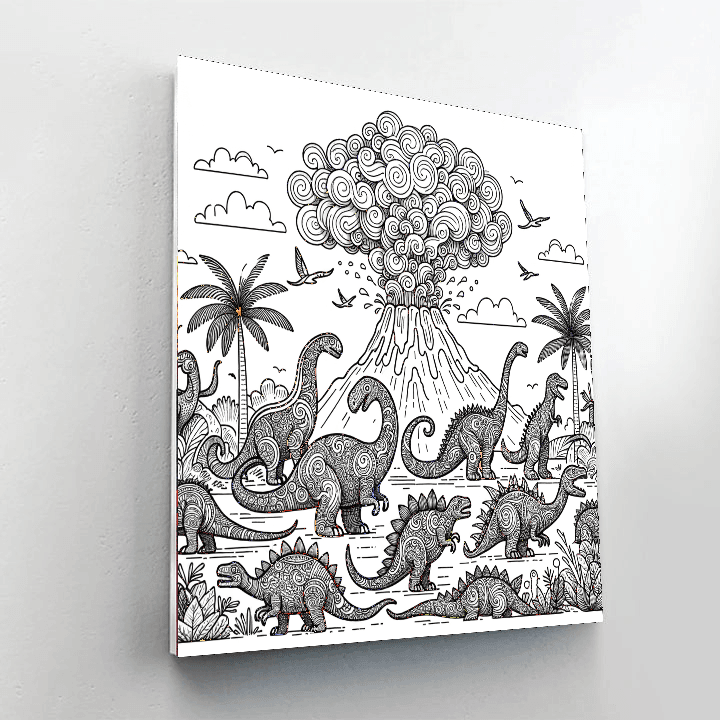 Doodle Dinosaurs Paint By Color