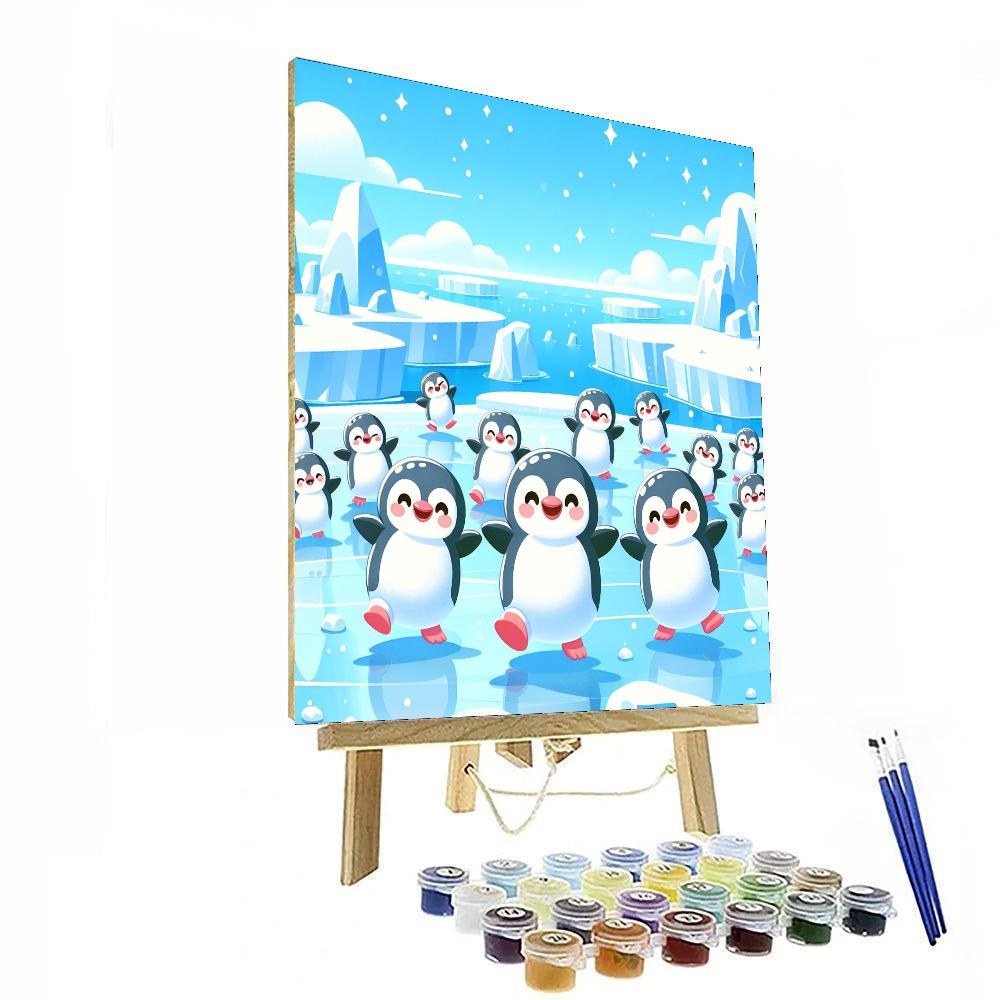 Peppy Penguins' Ice Dance Painting Number Kit