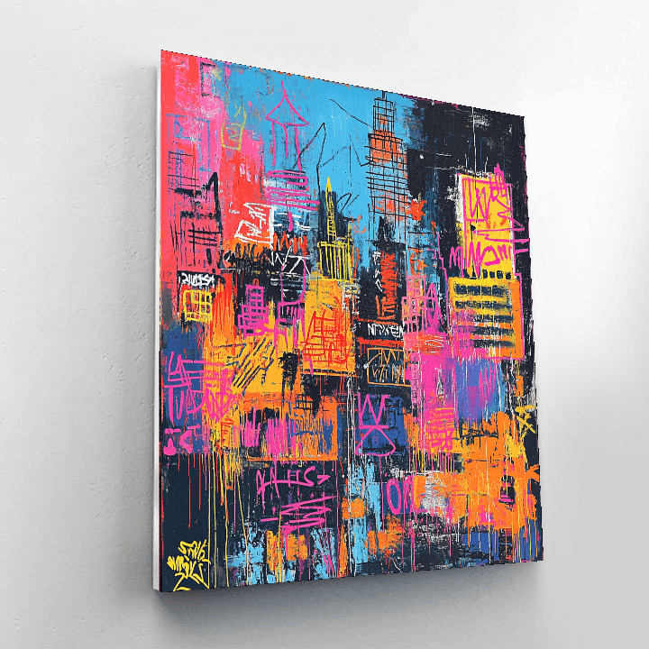 Jean-Michel Basquiat Inspired Neon Urban Chaos  Paint By Numbers Kits