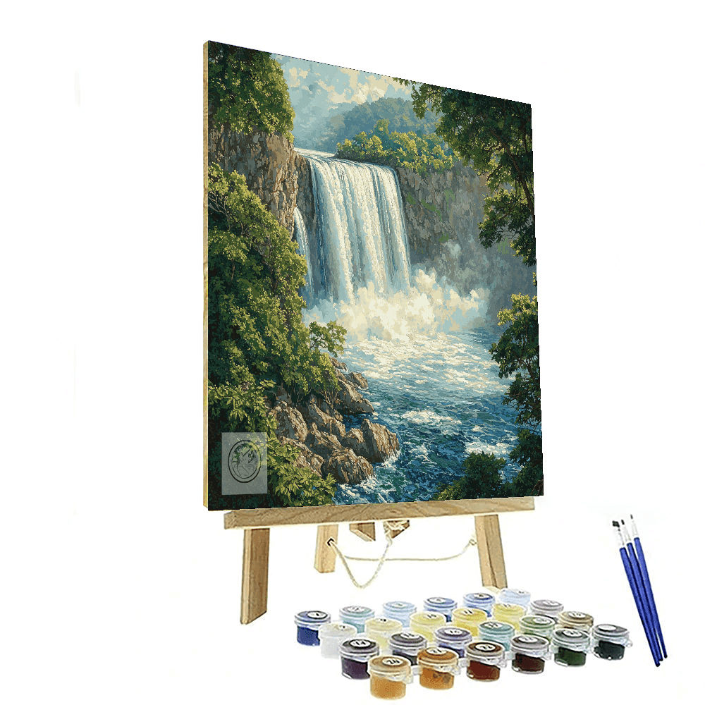 Katsushika Hokusai Inspired Serene Waterfalls  DIY Paint By Numbers