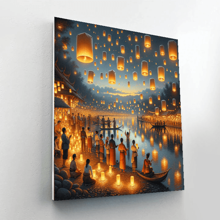 Floating Lantern Festival - Thailand DIY Paint By Numbers