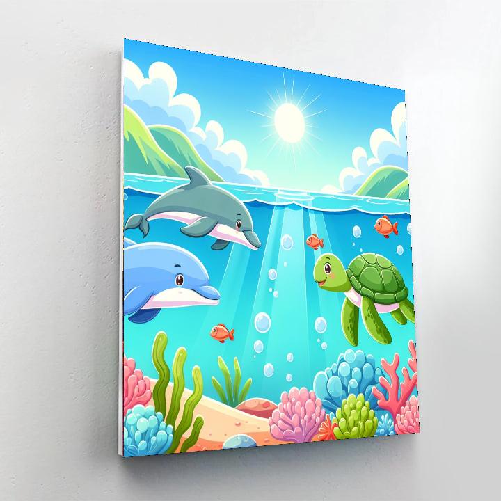 Sunlit Ocean Oasis Painting Number Kit