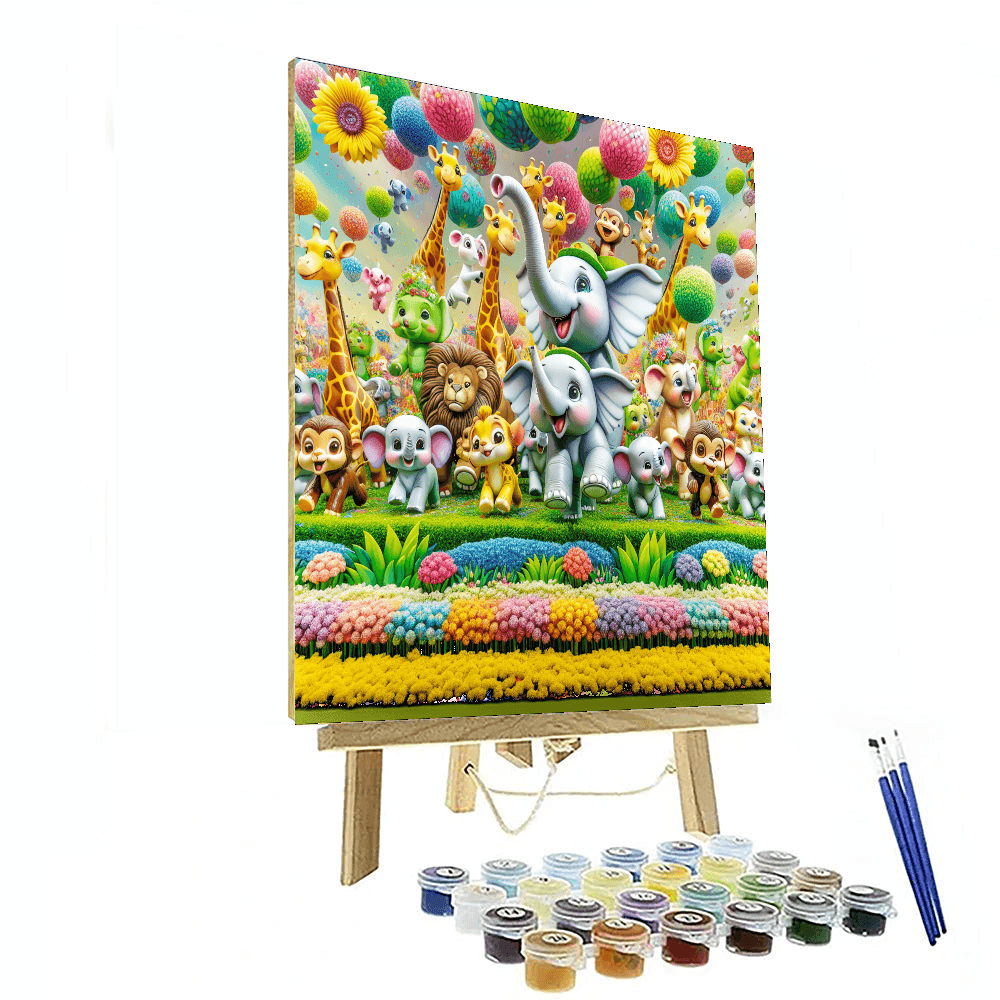 Cheerful Animal Parade Paint By Numbers