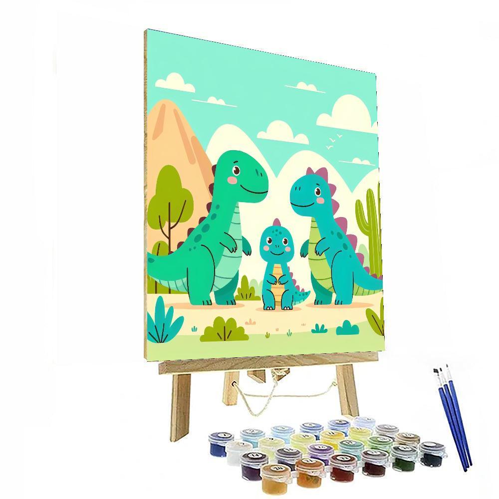 Adorable Dino Family Paint By Numbers Art