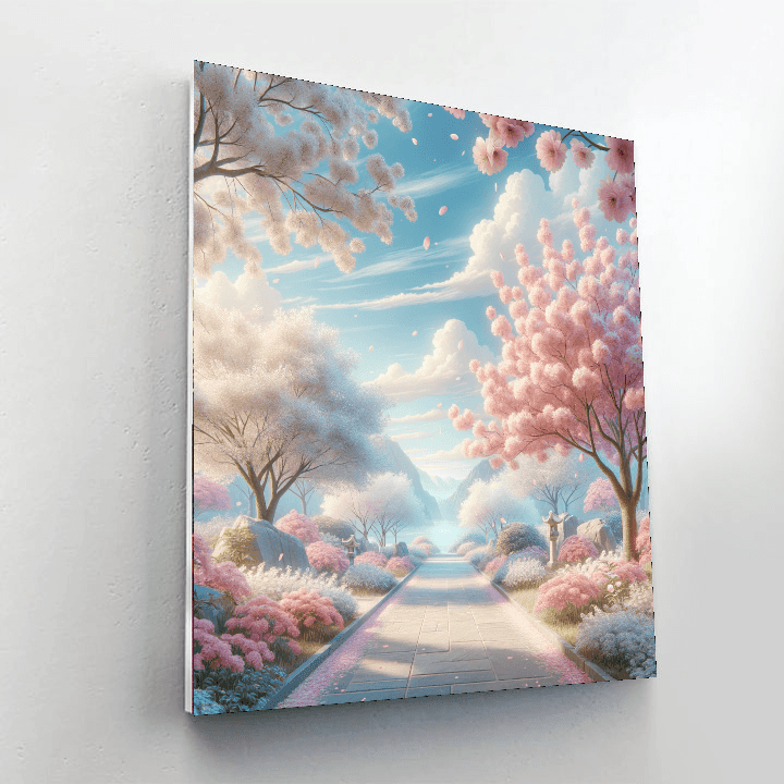 Serene Cherry Blossom Path Paint By Color