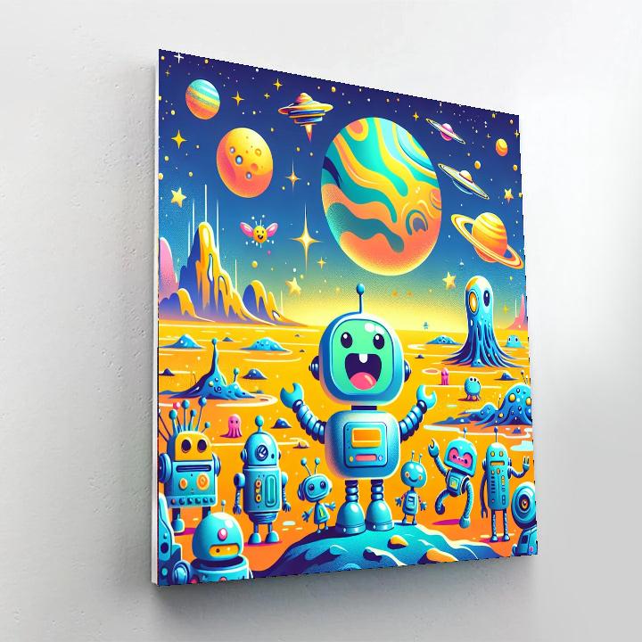 Cute Robot Explorers Number Painting