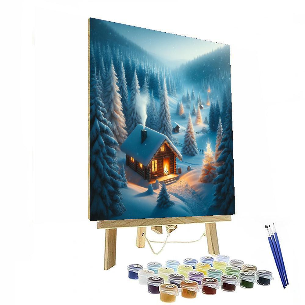 Peaceful Winter Cabin Retreat Paint By Numbers Kits
