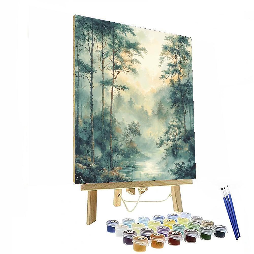 Zhao Mengfu Inspired Echoes Of The Quiet Woods  Paint By Color