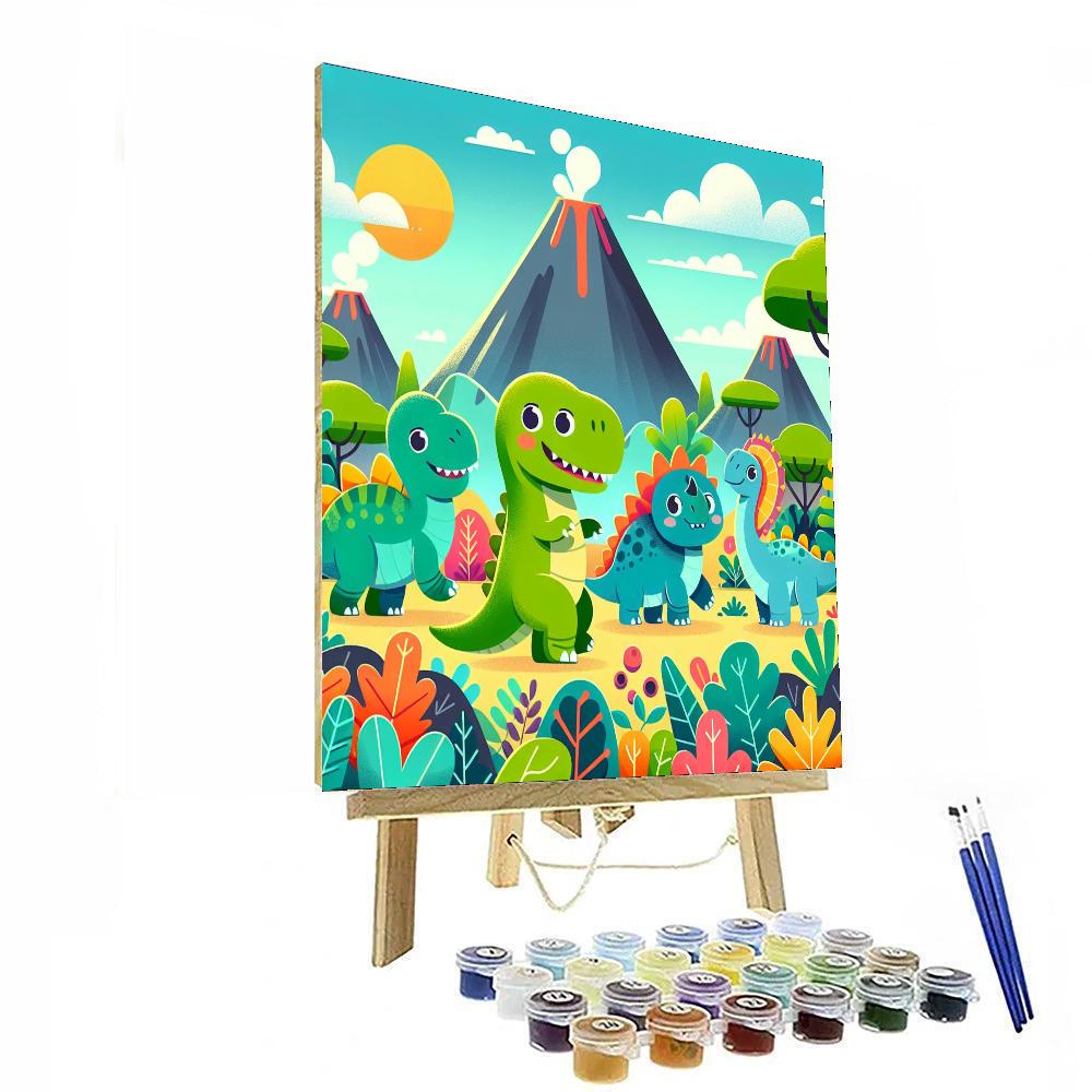 Vibrant Dino Adventure Painting Number Kit