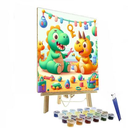 Cheerful Dino Daycare Paint By Numbers Art