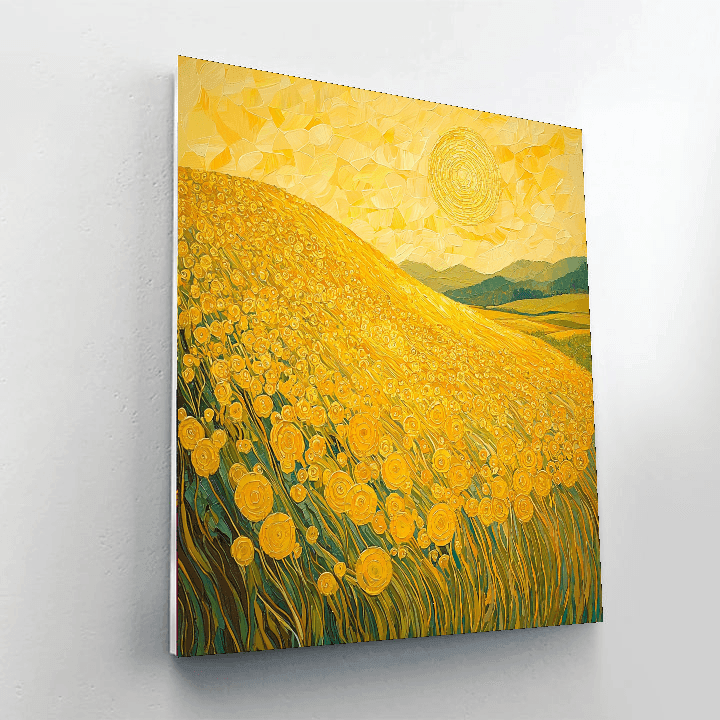 Klimt Inspired Sunny Fields Of Gold  Number Painting