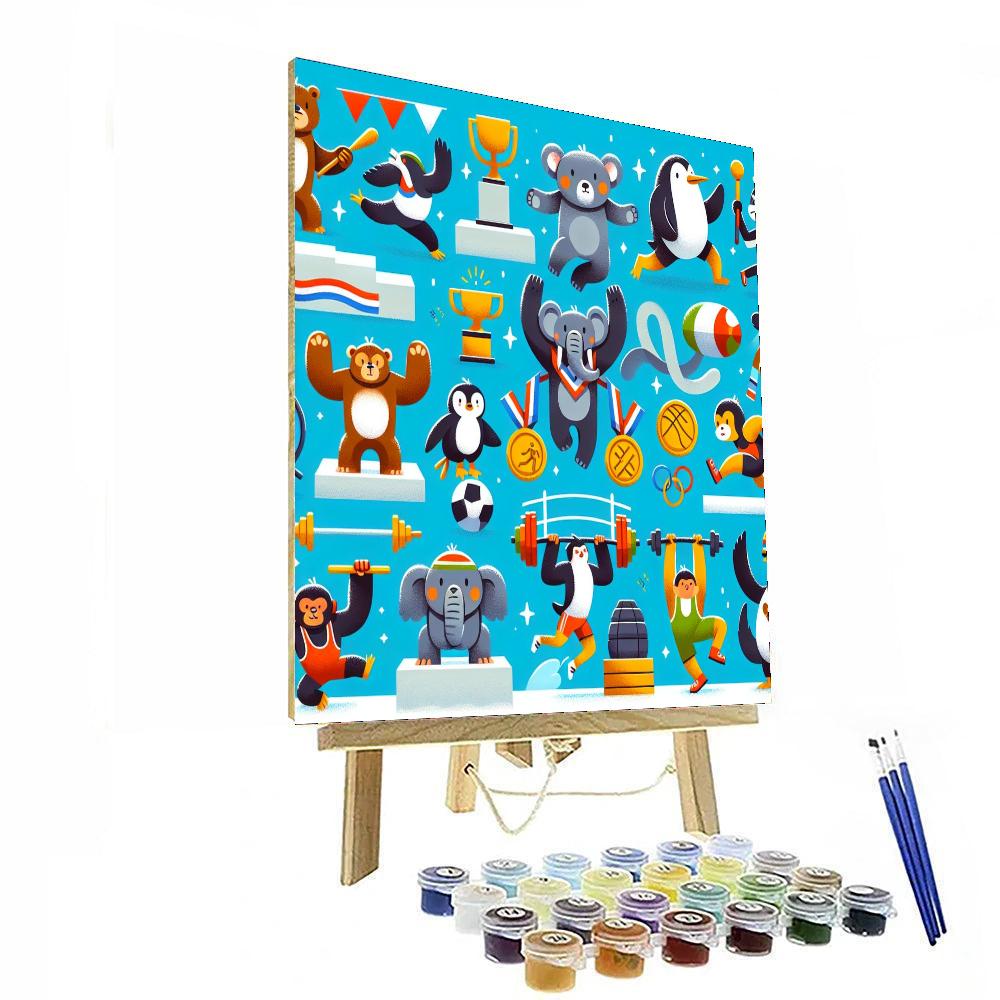 Animal Olympics Extravaganza DIY Paint By Numbers
