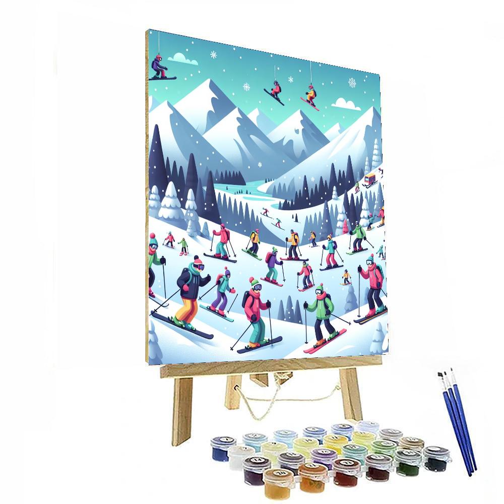 Ski Adventure On The Slopes Painting Number Kit