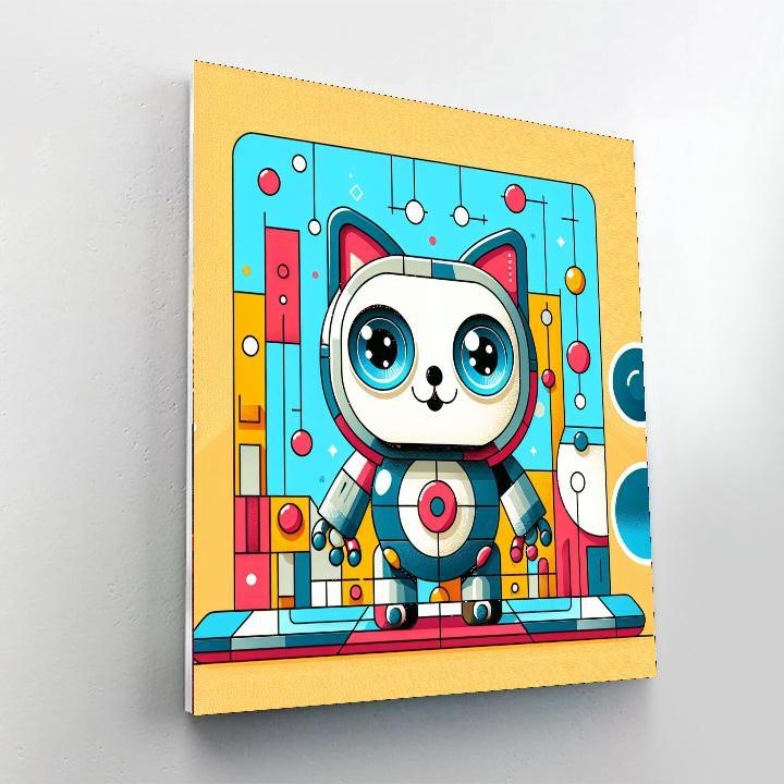 Friendly Robot Cat Painting By Numbers Kit